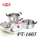 Korea Style Stainless Steel Pot with Glass Lid